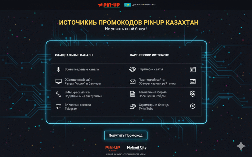 Источники и каналы получения промокодов Pin-Up Казахстан