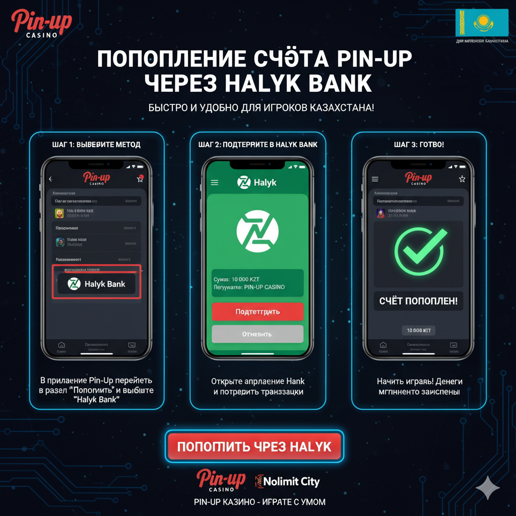 Интерфейс пополнения Pin-Up через Halyk Bank
