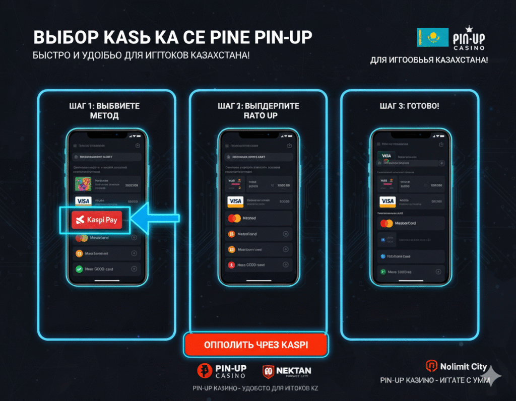 выбор kaspi в кассе pin up