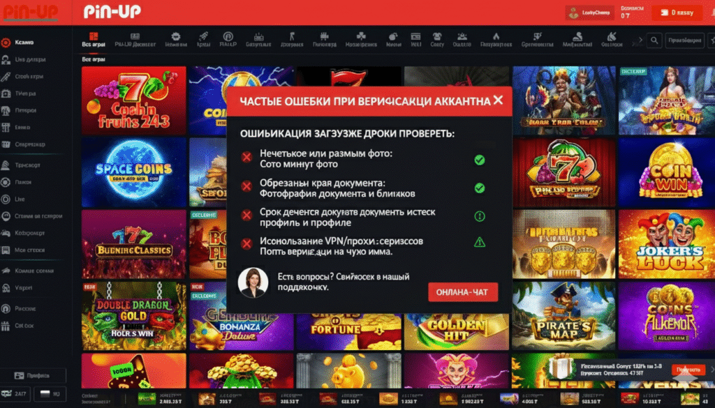 частые ошибки при верификации аккаунта pin-up