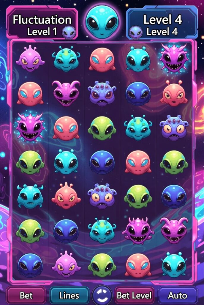 Четыре уровня Fluctuation в игровом процессе Reactoonz 2