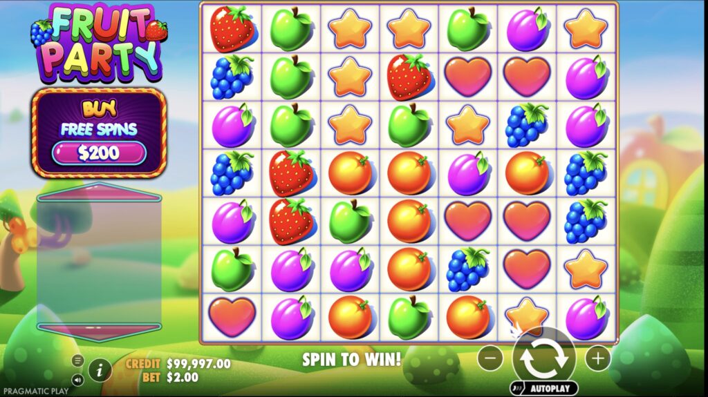 Золотые шары с множителями в слоте Fruit Party на Pin-Up