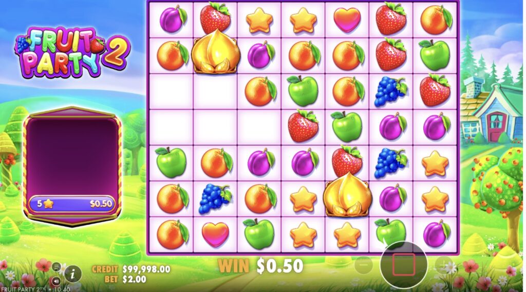 Каскадные выигрыши с множителями в слоте Fruit Party 2