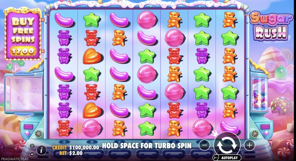 Отображение множителей в Sugar Rush от x2 до x128