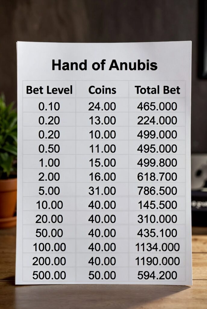 График управления банкроллом для игры в Hand of Anubis